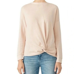 JOIE Nazani Rose Gold Twist Front Long Sleeve Crewneck Sweater Top